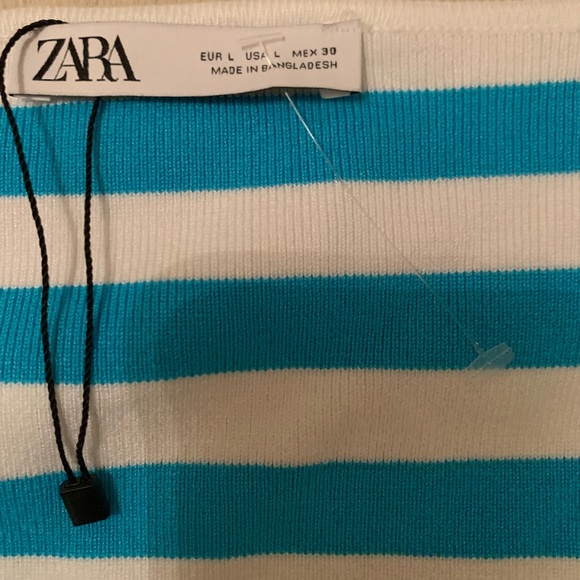 Zara Blue & White Striped Crop Top, NWOT Size L - Picture 7 of 7